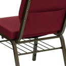 MoTak M128 Stackable Church Chair - Gold Steel Frame w/ Burgundy Polyester Back & Seat thumbnail 8