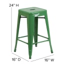 MoTak M130 Counter Height Backless Bar Stool - Power Coated Steel, Green thumbnail 2