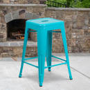 MoTak M132 Counter Height Backless Bar Stool - Power Coated Steel, Crystal Teal Blue thumbnail 6