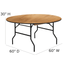 MoTak M134 60" x 30"H Round Banquet Table w/ Plywood Top - Folding thumbnail 2