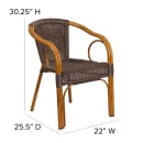 MoTak M135 Cadiz Outdoor Stacking Armchair - Dark Brown Rattan Seat & Back, Red Bamboo Aluminum Frame thumbnail 2