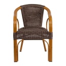 MoTak M135 Cadiz Outdoor Stacking Armchair - Dark Brown Rattan Seat & Back, Red Bamboo Aluminum Frame thumbnail 5