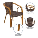 MoTak M135 Cadiz Outdoor Stacking Armchair - Dark Brown Rattan Seat & Back, Red Bamboo Aluminum Frame thumbnail 6