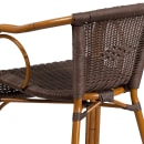 MoTak M135 Cadiz Outdoor Stacking Armchair - Dark Brown Rattan Seat & Back, Red Bamboo Aluminum Frame thumbnail 8