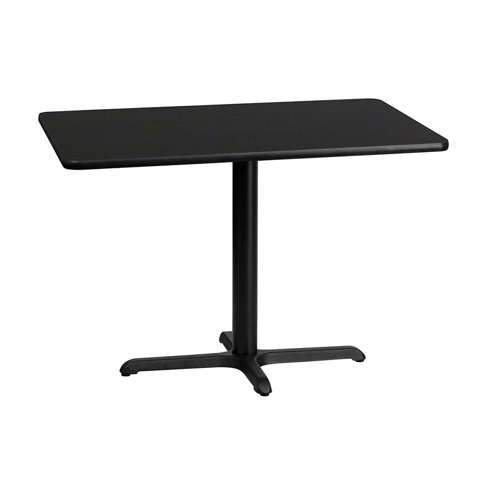 MoTak M137 Rectangular Dining Height Table - 42"W x 30"D, Cast Iron Base w/ Black Laminate Top