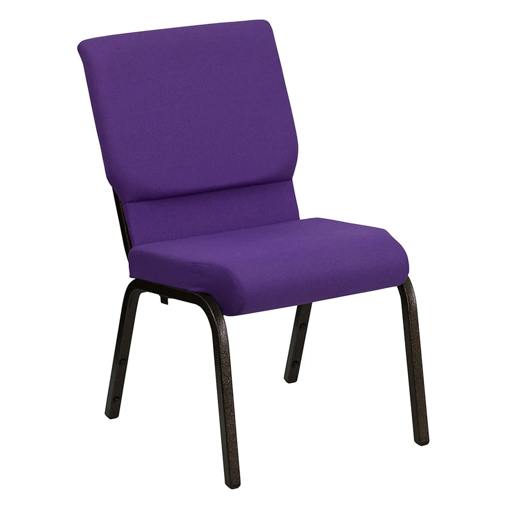 MoTak M138 Stackable Church Chair - Gold Steel Frame w/ Purple Polyester Back & Seat