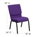 MoTak M138 Stackable Church Chair - Gold Steel Frame w/ Purple Polyester Back & Seat thumbnail 2