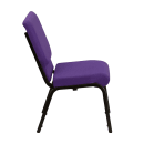 MoTak M138 Stackable Church Chair - Gold Steel Frame w/ Purple Polyester Back & Seat thumbnail 6