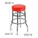 MoTak M139 Backless Swivel Bar Stool - Chrome w/ Red Vinyl Seat thumbnail 2