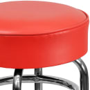 MoTak M139 Backless Swivel Bar Stool - Chrome w/ Red Vinyl Seat thumbnail 7
