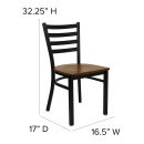 MoTak M140 Restaurant Chair w/ Ladder Back - Cherry Wood Seat w/ Black Powder Coated Steel Frame thumbnail 2
