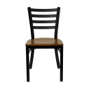 MoTak M140 Restaurant Chair w/ Ladder Back - Cherry Wood Seat w/ Black Powder Coated Steel Frame thumbnail 5