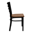 MoTak M140 Restaurant Chair w/ Ladder Back - Cherry Wood Seat w/ Black Powder Coated Steel Frame thumbnail 6