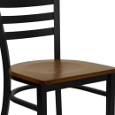 MoTak M140 Restaurant Chair w/ Ladder Back - Cherry Wood Seat w/ Black Powder Coated Steel Frame thumbnail 7