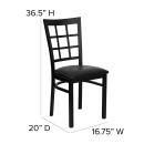 MoTak M141 Restaurant Chair w/ Window Pane Back - Black Vinyl Seat w/ Black Powder Coated Steel Frame thumbnail 2
