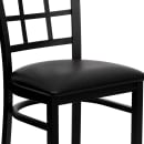 MoTak M141 Restaurant Chair w/ Window Pane Back - Black Vinyl Seat w/ Black Powder Coated Steel Frame thumbnail 7