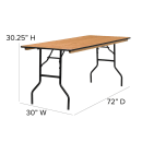 MoTak M145 Rectangular Folding Banquet Table - Plywood Tabletop, 72"W x 30"D x 30 1/4"H thumbnail 2