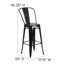 MoTak M146 Bar Stool w/ Curved Back - Powder Coated Steel, Black thumbnail 2