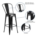 MoTak M146 Bar Stool w/ Curved Back - Powder Coated Steel, Black thumbnail 3