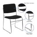 MoTak M149 Stackable Chair - Chrome Steel Frame w/ Black Fabric Back & Seat thumbnail 3