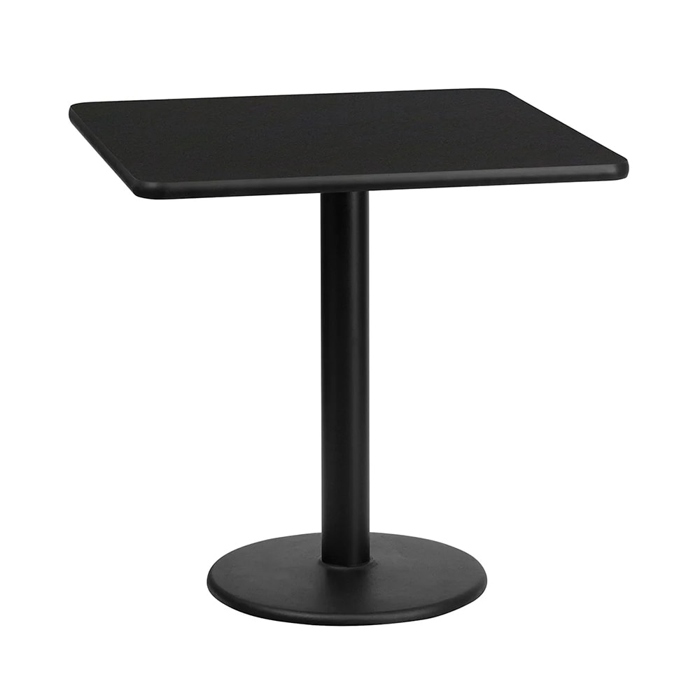 MoTak M150 24" Square Dining Height Table - Powder Coated Cast Iron Base w/ Black Laminate Top