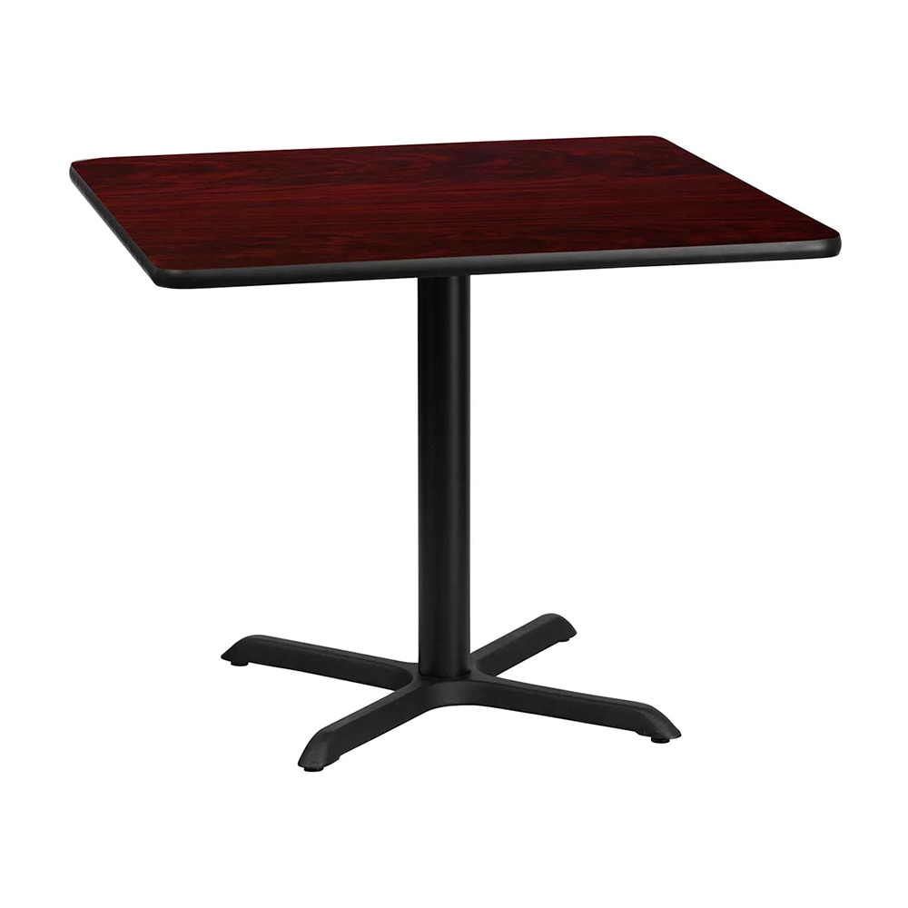 MoTak M151 36" Square Dining Height Table - Cast Iron Base w/ Mahogany Laminate Top