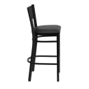 MoTak M152 Bar Stool w/ Grid Back  - Black Powder Coated Steel, Black Vinyl Seat thumbnail 2
