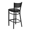MoTak M152 Bar Stool w/ Grid Back  - Black Powder Coated Steel, Black Vinyl Seat thumbnail 3