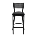 MoTak M152 Bar Stool w/ Grid Back  - Black Powder Coated Steel, Black Vinyl Seat thumbnail 4