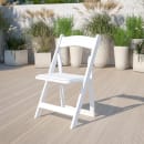 MoTak M154 Folding Chair w/ White Vinyl Back & Seat - White Beechwood Frame, Indoor/Outdoor thumbnail 11