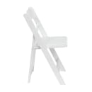 MoTak M154 Folding Chair w/ White Vinyl Back & Seat - White Beechwood Frame, Indoor/Outdoor thumbnail 3