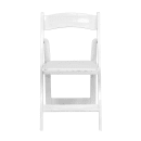 MoTak M154 Folding Chair w/ White Vinyl Back & Seat - White Beechwood Frame, Indoor/Outdoor thumbnail 5