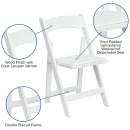 MoTak M154 Folding Chair w/ White Vinyl Back & Seat - White Beechwood Frame, Indoor/Outdoor thumbnail 6
