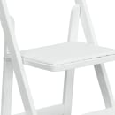 MoTak M154 Folding Chair w/ White Vinyl Back & Seat - White Beechwood Frame, Indoor/Outdoor thumbnail 7