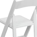 MoTak M154 Folding Chair w/ White Vinyl Back & Seat - White Beechwood Frame, Indoor/Outdoor thumbnail 8