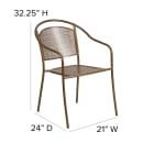 MoTak M156 Outdoor Stacking Armchair w/ Curved Rain Flower Mesh Back - Gold Powder Coated Steel thumbnail 2