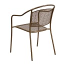 MoTak M156 Outdoor Stacking Armchair w/ Curved Rain Flower Mesh Back - Gold Powder Coated Steel thumbnail 4