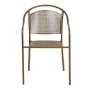 MoTak M156 Outdoor Stacking Armchair w/ Curved Rain Flower Mesh Back - Gold Powder Coated Steel thumbnail 5