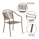 MoTak M156 Outdoor Stacking Armchair w/ Curved Rain Flower Mesh Back - Gold Powder Coated Steel thumbnail 6