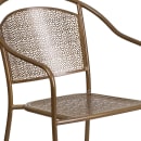 MoTak M156 Outdoor Stacking Armchair w/ Curved Rain Flower Mesh Back - Gold Powder Coated Steel thumbnail 7