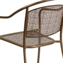 MoTak M156 Outdoor Stacking Armchair w/ Curved Rain Flower Mesh Back - Gold Powder Coated Steel thumbnail 8