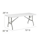 MoTak M157 Rectangular Folding Table w/ Granite White Plastic Top - Indoor/Outdoor, 72"W x 30"D x 29"H thumbnail 2