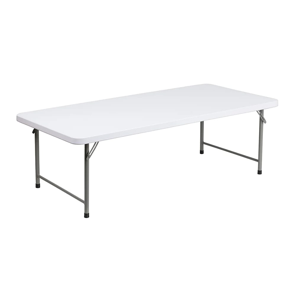 MoTak M158 59 1/4" x 29" Rectangular Kid's Folding Table - Granite White Plastic Top w/ Powder Coat Metal Legs