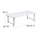 MoTak M158 59 1/4" x 29" Rectangular Kid's Folding Table - Granite White Plastic Top w/ Powder Coat Metal Legs thumbnail 2