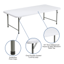 MoTak M158 59 1/4" x 29" Rectangular Kid's Folding Table - Granite White Plastic Top w/ Powder Coat Metal Legs thumbnail 5