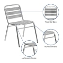 MoTak M159 Stackable Indoor/Outdoor Restaurant Chair w/ Ladder Back & Seat - Aluminum thumbnail 6