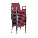 MoTak M160 Stackable Chair - Silver Steel Frame w/ Burgundy Patterned Polyester Back & Seat thumbnail 10