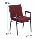 MoTak M160 Stackable Chair - Silver Steel Frame w/ Burgundy Patterned Polyester Back & Seat thumbnail 2