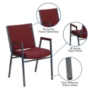 MoTak M160 Stackable Chair - Silver Steel Frame w/ Burgundy Patterned Polyester Back & Seat thumbnail 3