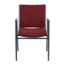 MoTak M160 Stackable Chair - Silver Steel Frame w/ Burgundy Patterned Polyester Back & Seat thumbnail 6